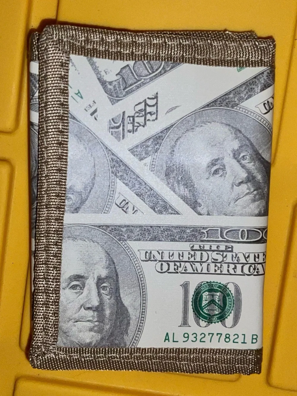 Men's $100 Bill Print Wallet - White/Green/Taupe - NWOT